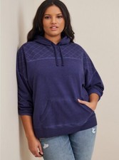 Torrid Relaxed Super Soft Fleece Quilted Yoke Drop Shoulder Hoodie Sz 0 12 Large