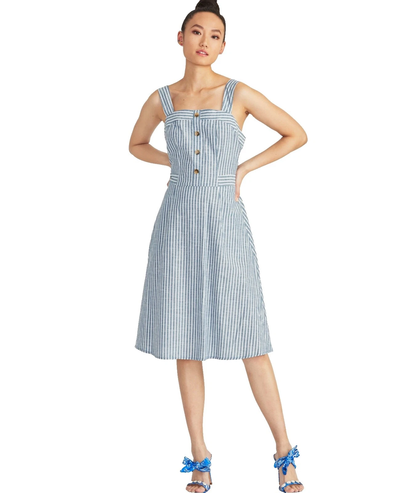 Rachel Roy女式棉质条纹连衣裙