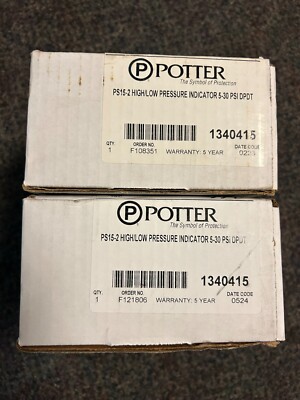 Potter PS15-2 High/Low Pressure Indicator 5-30 PSI