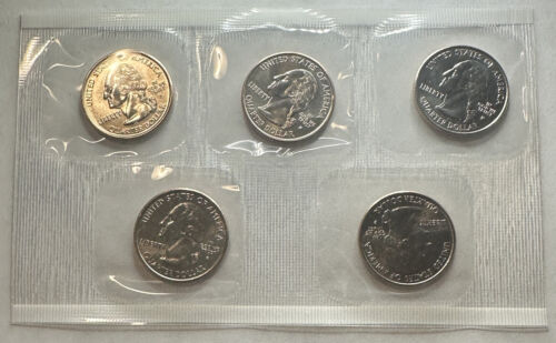 2001-P State Quarters Set 5 Coins Packaged In Original US Mint Cellophane - Picture 2 of 2