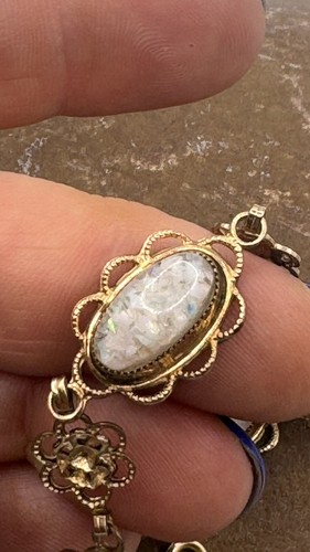 TruKay Floating Crushed Faux Opal Bracelet 14K GF Yellow Gold Plated 8 gr #4 - Picture 7 of 11