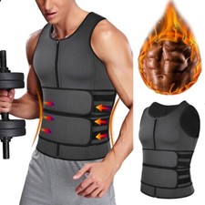 Men's Sweat Sauna Waist Trainer Zipper Vest Abdomen Compression Slimming Shaper