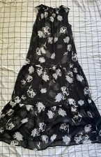 Simply Vera Vera Wang Smocked Sheer Sleeveless Floral Dress Size L