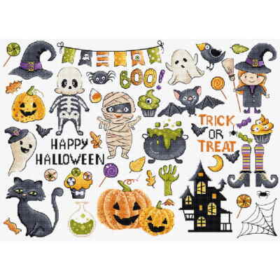 Letistitch Kreuzstich Stickpackung ''Halloween Sampler'', Zählmuster, 38x27cm