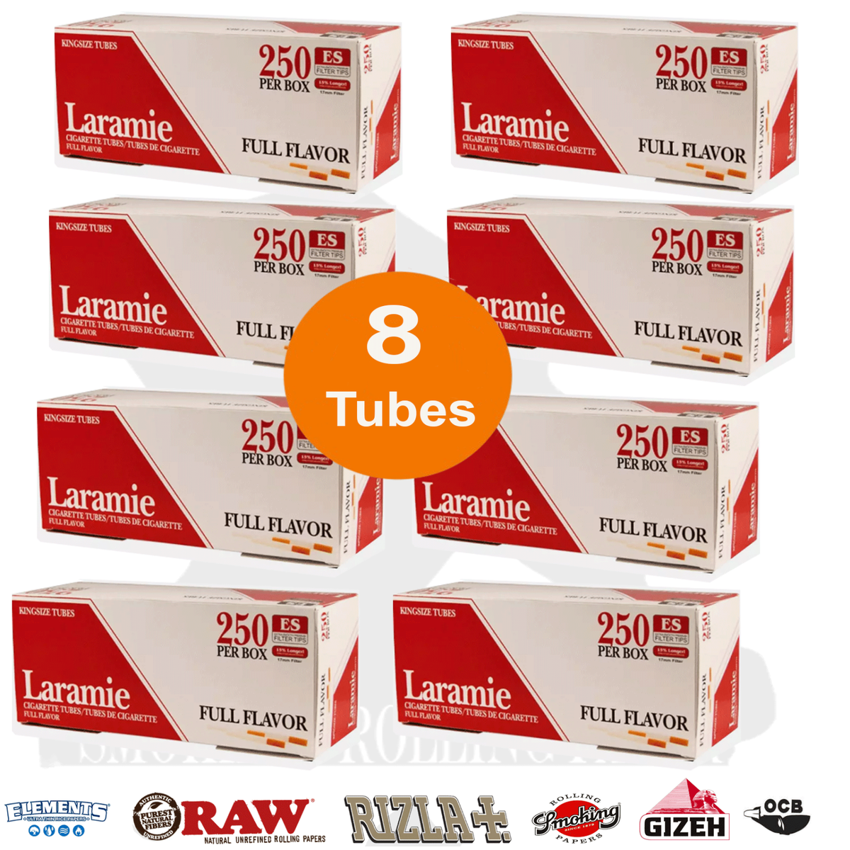 8mm cigarette tubes 8 BOX Laramie Full Flavor Red Tubes King Size 8mm 8 x 250 Per Box