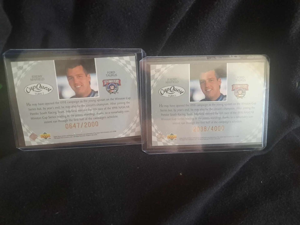 JEREMY MAYFIELD 1998 Upper Deck Road To The Cup Cup Quest Turn1& 2 #'D/2000/4000 - Image 2 of 2