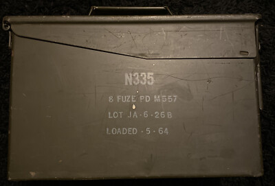 Vintage 1968 Vietnam Era US Military Ammo Box N335 8 FUZE PD M557
