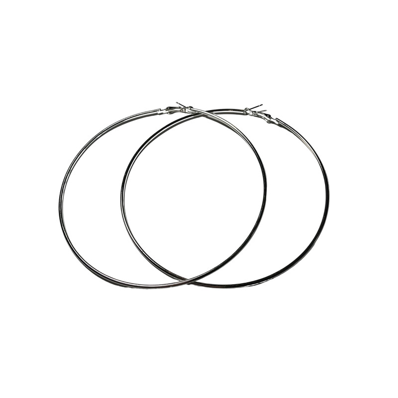 New! Silver Oversized Large Fashion Hoop Earrings