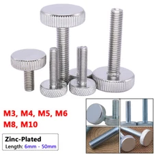 Industrial M3 ~ M10 Knurled Thumb Screws Hand Grip Knob Bolts Zinc-Plated Steel