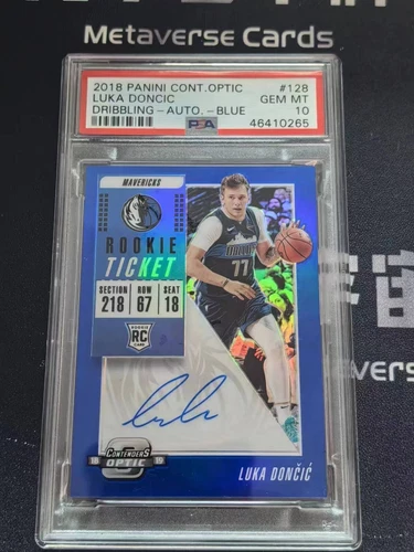 2018-19 Contenders Optic RC Rookie Ticket Blue Auto Luka Doncic 14/49 PSA10 POP6
