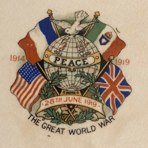 Targa Calendario Pubblicitario 1920 "La Grande Guerra Mondiale" Globo Bandiere Scribner, NEB