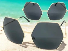 Oversize Exaggerated Classic Vintage Retro Style SUNGLASSES Large Big Gold Frame