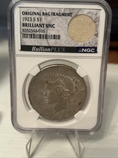 1923 90% Silver Peace Dollar NGC Graded With Original Bag Fragment 