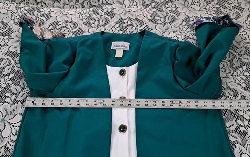 Damen Vintage Rock Anzug 18W Grün Jacke Faltenrock Schulterpolster Hergestellt in den USA - Bild 7 von 15