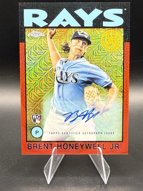 2021 Topps Update Brent Honeywell Jr. 1986 Chrome Auto /5 - Rays Silver Mojo Red