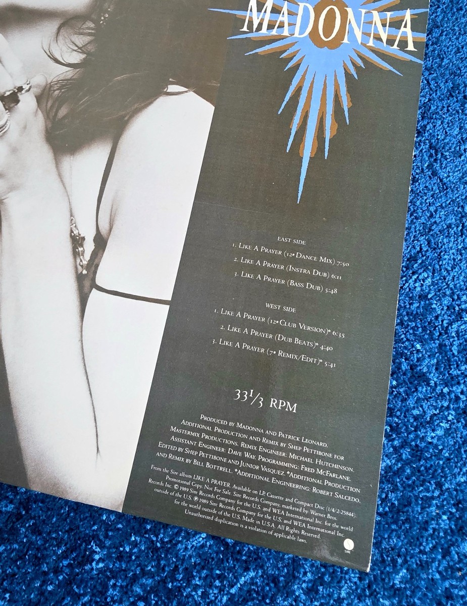 MADONNA LIKE A PRAYER 12'' PROMO VINYL US LP RECORD SIRE 1989 | eBay