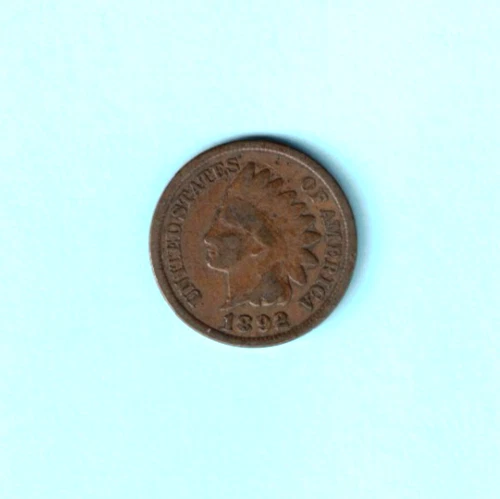 1892  INDIAN HEAD  One Cent Coin - Good  Circulated