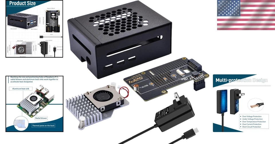 Versatile Metal Case with Active Cooling & M.2 NVMe Support for Raspberry Pi 5 - Image 2 of 4