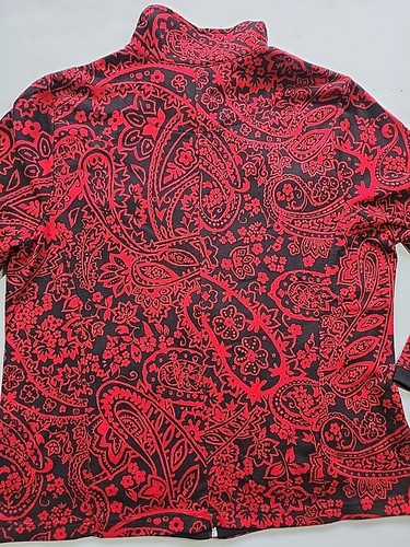 Koret Womens Light Jacket Size XL Zip Up Black & Red Floral Geometric Pockets - Picture 16 of 20