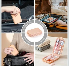 LANDNEOO 14 Grids Pill Organizer Pocket size Pink