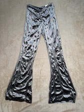 New ZARA WOMEN  S Shiny WIDE LEG PANTS M