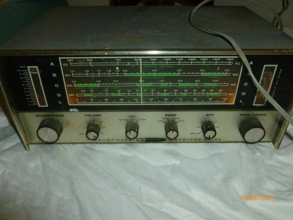 Tubo de vácuo receptor de ondas curtas GR-64 Working HEATHKIT 4 bandas liga - Imagem 2 de 4