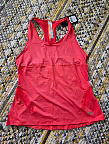 ASICS Studio Women's XL Coral Pink Mesh Racerback Tech Tank Breathable Stretch