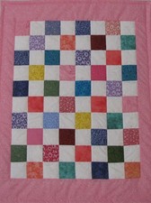 Finished Quilt "Pinks 2" PIECED Baby, Wall, Table, Lap 25X32" USA Homemade