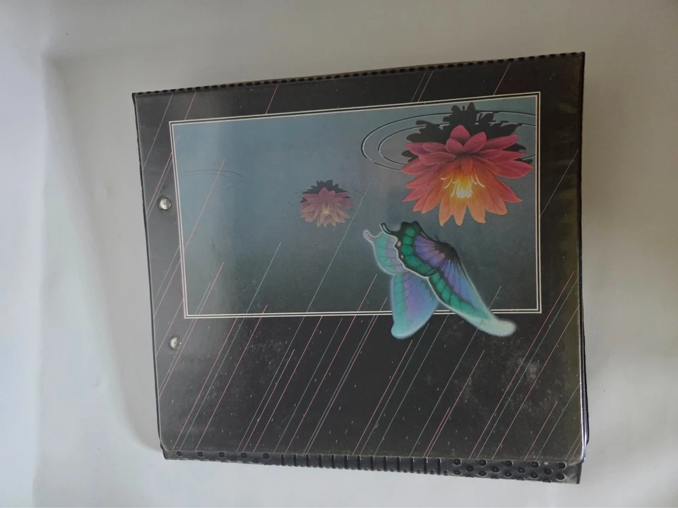 Cuaderno vintage Mead Trapper Keeper negro mariposa cubierta de nenúfar años 80 Foto 4 de 4