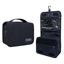 Large Capacity Toiletry Bag Travel Bag with Hanging Hook for Men and A-Black