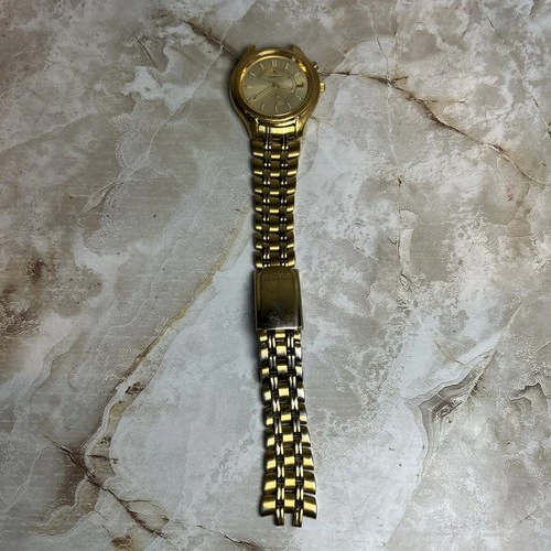 Vintage Seiko Kinetic Date Mens Wristwatch Gold Tone 5M42-0A19 PARTS or REPAIR