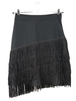 VISUAL CLOTHING PROJECT Fransenrock Damen Rock Gr. DE 34 hellgrau Casual-Look