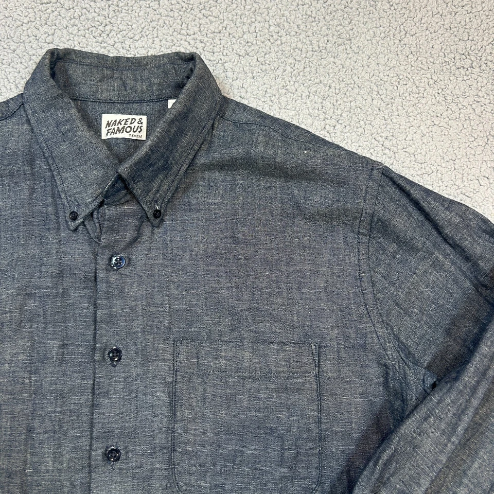Рубашка Naked And Famous Easy Guy - японская ткань с темно-серым узором мужская размер L - Изображение 2 из 4