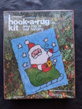 VINTAGE BRAND NEW Malina Santa sleigh ride Hook a Rug Kit 20"x27" latch hook kit
