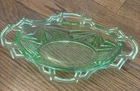 !Vintage INDIANA GLASS Co depression Green Relish Tray Etched