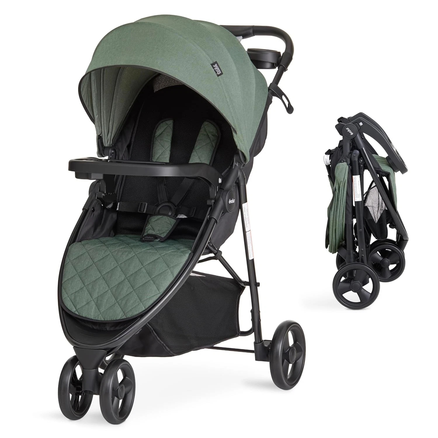 Lightweight Green Breeze Stroller with Adjustable Canopy & Compact Fold
