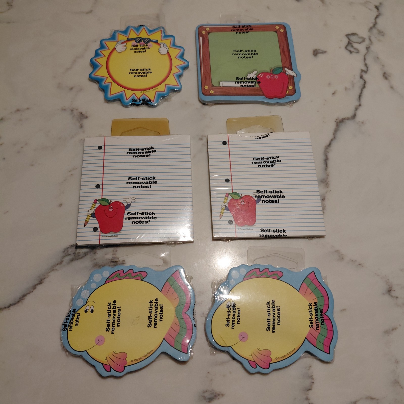 Carson-Dellosa Self-Stick Removable Notepad Lot, Assorted Shapes Apple/Fish