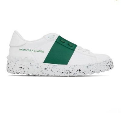 Valentino Garavani Open OFC Sneaker Weiß Grün Leder Turnschuhe Größe EU 44