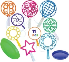 11Pc Bubble Wands Set - Mega Bubble Fun Kit for Kids & Adults, 9 Giant Wands up 
