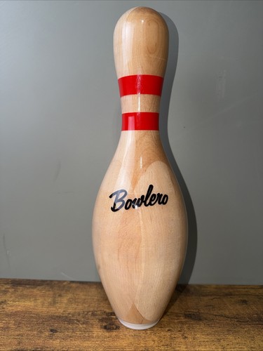 Regulation Bowlero Wooden Bowling Pin Trophy Clear Coated 15" Bowling Pin