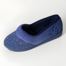 Comfylux LOLA LS468 Comfort Slippers Extra Wide Fit - Floral Navy Size 5