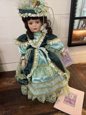 Collectible Memories Porcelain Vintage Doll, 16'', PAMELA GREEN LACY COSTUME