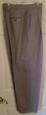 Vintage LizSport Brown Plaid Dress Pants Pleated High Waist Pockets Roll Cuff 14