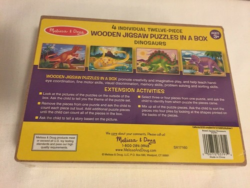 Melissa & Doug 4-12 Stück Holzpuzzle in einer Aufbewahrungsbox - Dinosaurier NEU - Bild 2 von 12