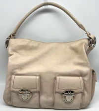 Marc Jacobs beige/off white blake leather Zip top hobo shoulder bag