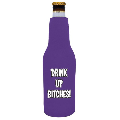 Drink up Bitches Funny Beer Bottle Coolie, Neoprene Collapsible, Optional Opener - 第 7/28 張圖片