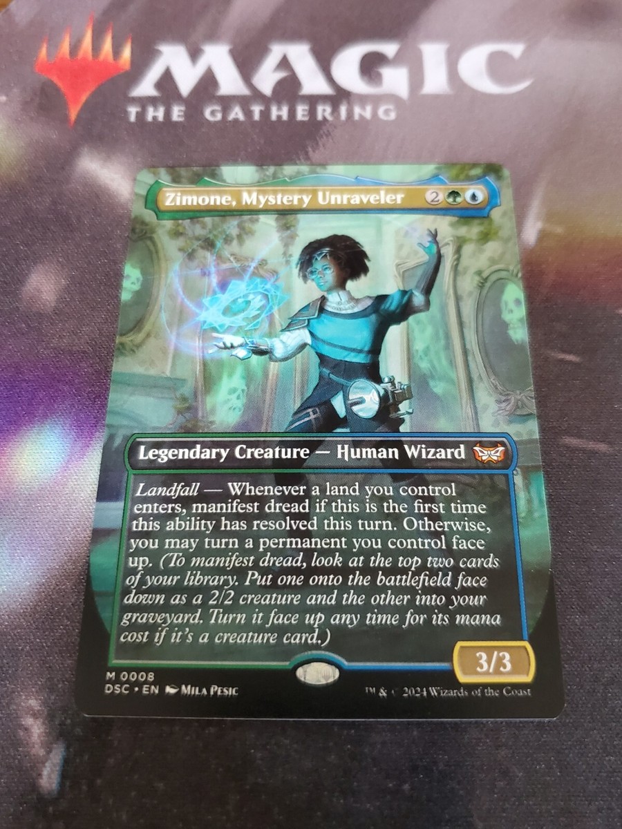 Mtg. Zimone, Mystery Unraveler. Borderless. Duskmourn. Pack Fresh