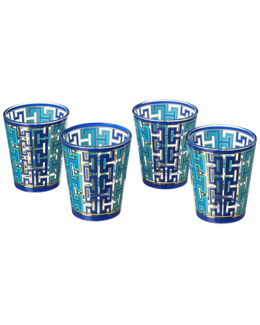 Набор посуды Jonathan Adler из 4-х стеклянных коробок Madrid синего цвета