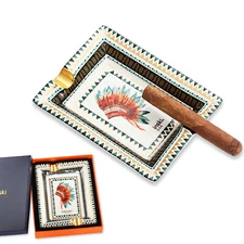 Lubinski Ceramic Cigar Ashtray Cigarette Holder 2 Cigars With Gift Box Luxurious
