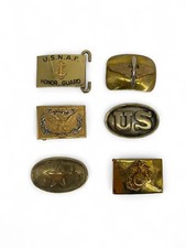 Lot of 6 Vintage Military Buckles Belt Buckle US 2